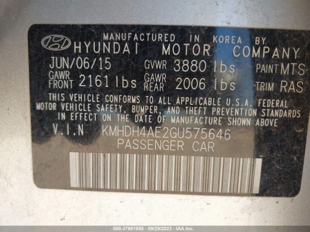 Photo 8 VIN: KMHDH4AE2GU575646 - HYUNDAI ELANTRA 