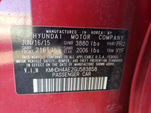 Photo 12 VIN: KMHDH4AE2GU583858 - HYUNDAI ELANTRA SE 