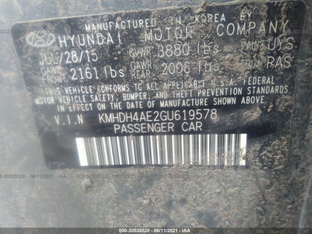 Photo 8 VIN: KMHDH4AE2GU619578 - HYUNDAI ELANTRA 