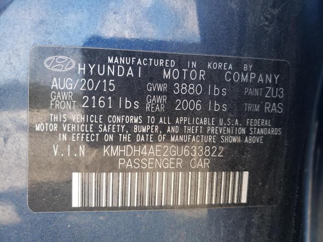 Photo 11 VIN: KMHDH4AE2GU633822 - HYUNDAI ELANTRA SE 