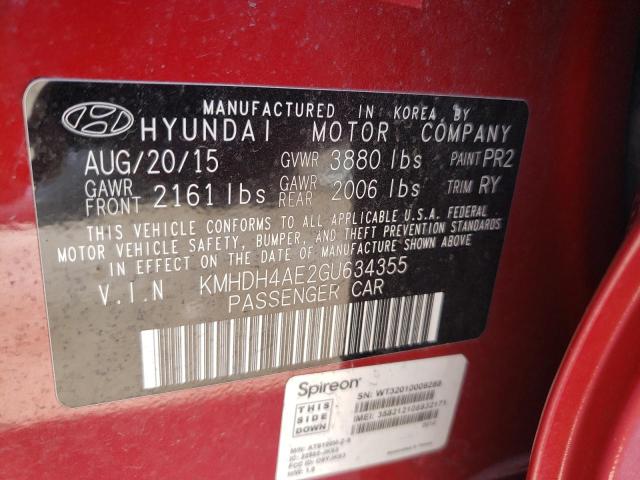 Photo 9 VIN: KMHDH4AE2GU634355 - HYUNDAI ELANTRA 