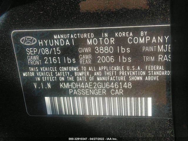 Photo 8 VIN: KMHDH4AE2GU646148 - HYUNDAI ELANTRA 