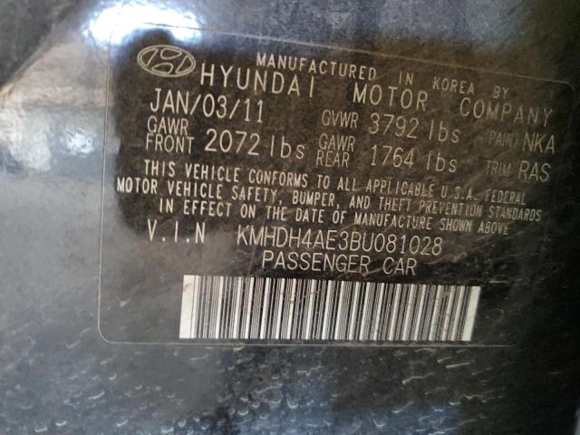 Photo 11 VIN: KMHDH4AE3BU081028 - HYUNDAI ELANTRA 