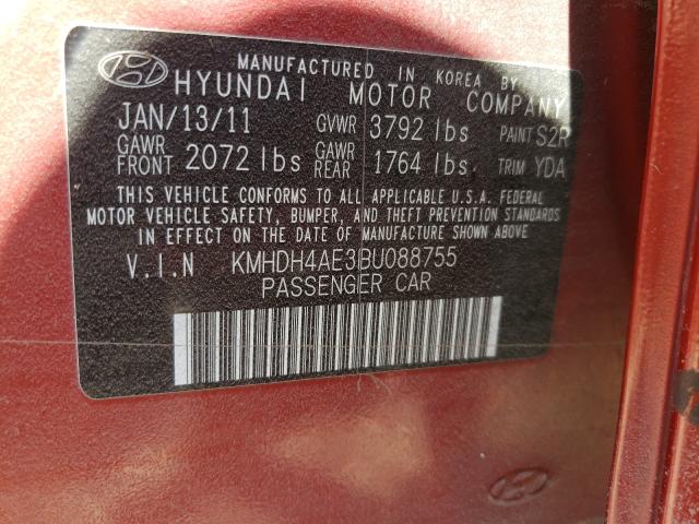 Photo 9 VIN: KMHDH4AE3BU088755 - HYUNDAI ELANTRA GL 