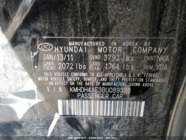 Photo 8 VIN: KMHDH4AE3BU089338 - HYUNDAI ELANTRA 