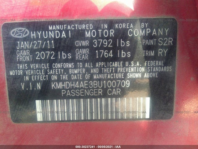 Photo 8 VIN: KMHDH4AE3BU100709 - HYUNDAI ELANTRA 