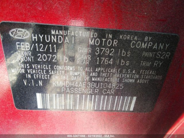 Photo 8 VIN: KMHDH4AE3BU104825 - HYUNDAI ELANTRA 