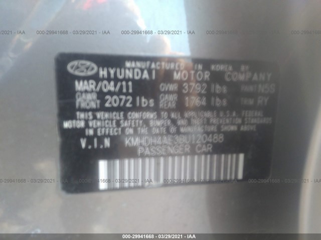 Photo 8 VIN: KMHDH4AE3BU120488 - HYUNDAI ELANTRA 