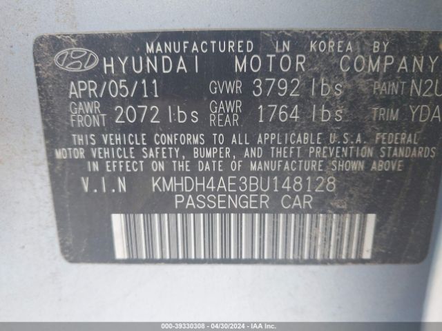 Photo 8 VIN: KMHDH4AE3BU148128 - HYUNDAI ELANTRA 