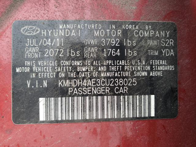 Photo 9 VIN: KMHDH4AE3CU238025 - HYUNDAI ELANTRA GL 