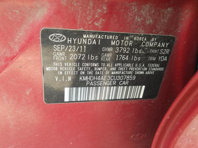 Photo 9 VIN: KMHDH4AE3CU307859 - HYUNDAI ELANTRA GL 