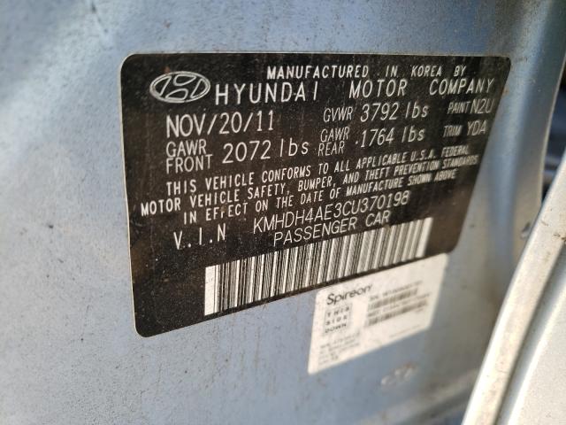 Photo 9 VIN: KMHDH4AE3CU370198 - HYUNDAI ELANTRA GL 