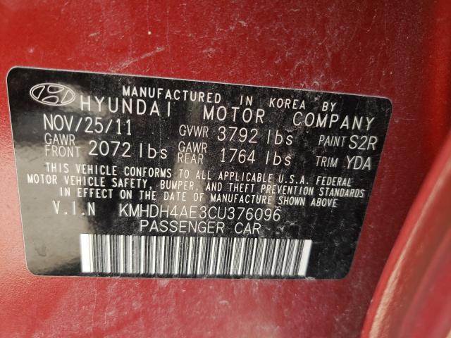 Photo 9 VIN: KMHDH4AE3CU376096 - HYUNDAI ELANTRA GL 