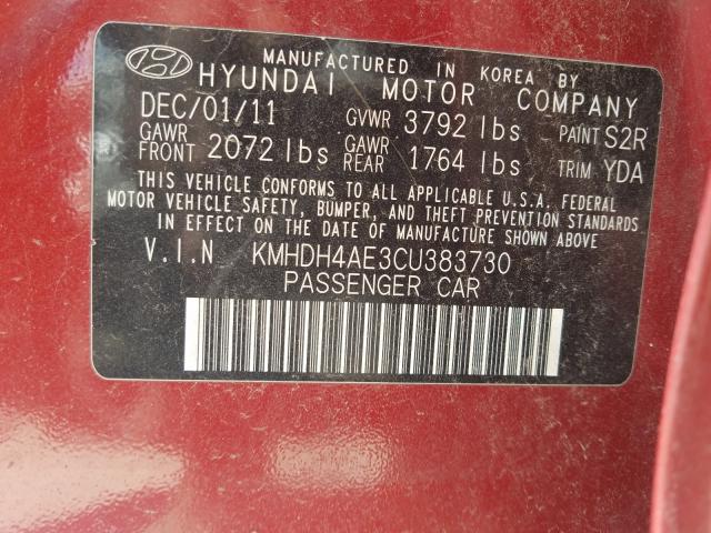 Photo 9 VIN: KMHDH4AE3CU383730 - HYUNDAI ELANTRA GL 