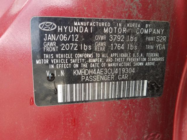 Photo 9 VIN: KMHDH4AE3CU419304 - HYUNDAI ELANTRA 