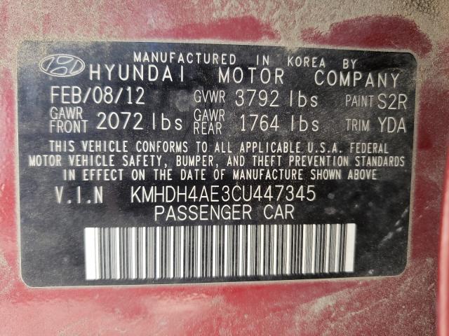 Photo 9 VIN: KMHDH4AE3CU447345 - HYUNDAI ELANTRA GL 