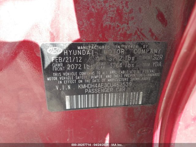 Photo 8 VIN: KMHDH4AE3CU462539 - HYUNDAI ELANTRA 