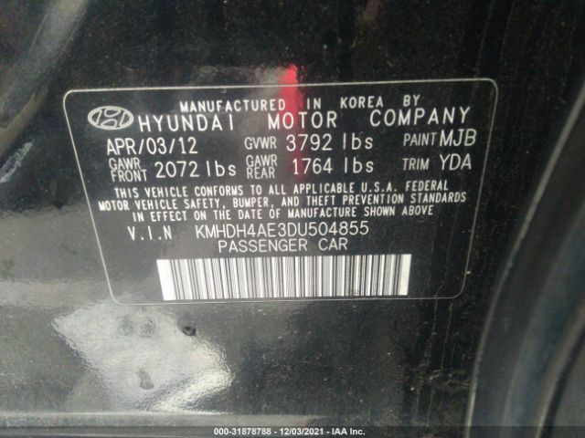 Photo 8 VIN: KMHDH4AE3DU504855 - HYUNDAI ELANTRA 