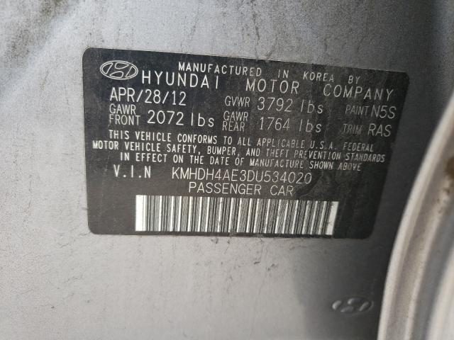 Photo 9 VIN: KMHDH4AE3DU534020 - HYUNDAI ELANTRA GL 