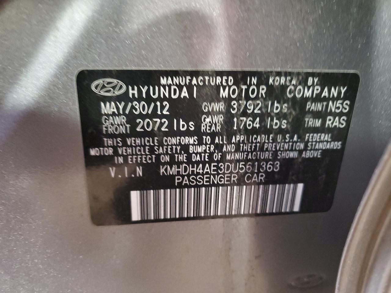 Photo 11 VIN: KMHDH4AE3DU561363 - HYUNDAI ELANTRA 