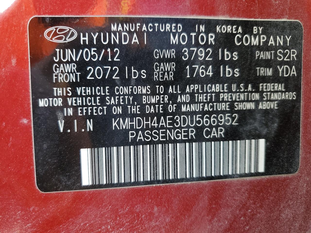 Photo 11 VIN: KMHDH4AE3DU566952 - HYUNDAI ELANTRA 