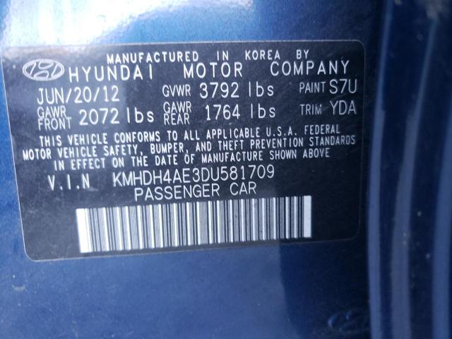 Photo 9 VIN: KMHDH4AE3DU581709 - HYUNDAI ELANTRA GL 