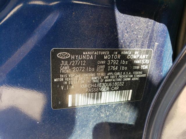 Photo 12 VIN: KMHDH4AE3DU618032 - HYUNDAI ELANTRA 