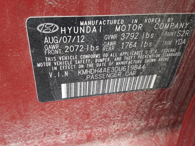 Photo 9 VIN: KMHDH4AE3DU619844 - HYUNDAI ELANTRA GL 