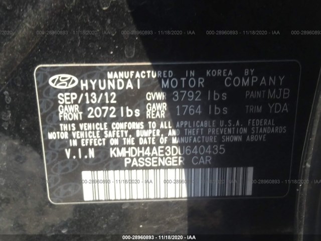 Photo 8 VIN: KMHDH4AE3DU640435 - HYUNDAI ELANTRA 