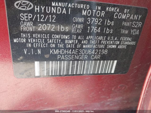 Photo 8 VIN: KMHDH4AE3DU642198 - HYUNDAI ELANTRA 