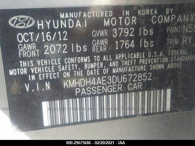 Photo 8 VIN: KMHDH4AE3DU672852 - HYUNDAI ELANTRA 