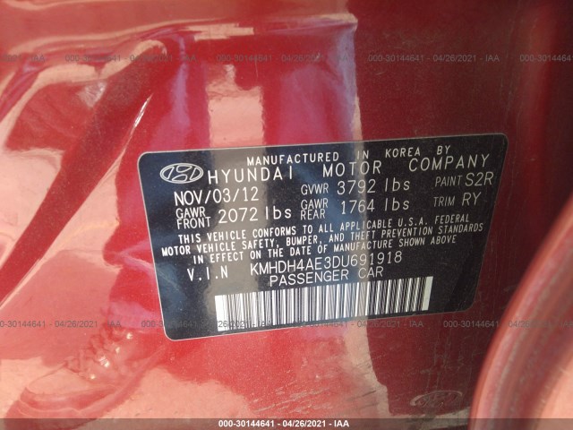 Photo 8 VIN: KMHDH4AE3DU691918 - HYUNDAI ELANTRA 