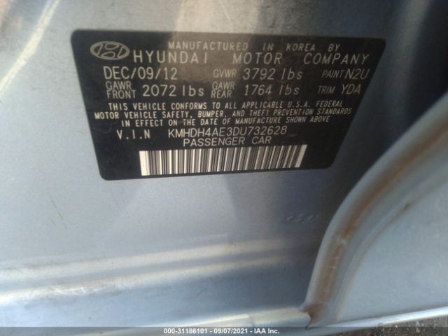 Photo 8 VIN: KMHDH4AE3DU732628 - HYUNDAI ELANTRA 