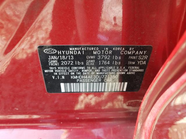 Photo 9 VIN: KMHDH4AE3DU771350 - HYUNDAI ELANTRA GL 