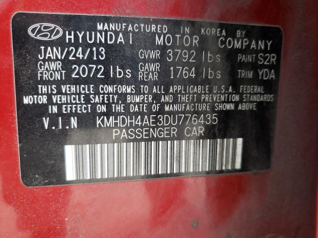 Photo 9 VIN: KMHDH4AE3DU776435 - HYUNDAI ELANTRA GL 