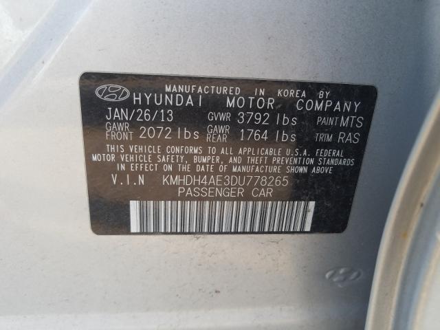 Photo 9 VIN: KMHDH4AE3DU778265 - HYUNDAI ELANTRA GL 