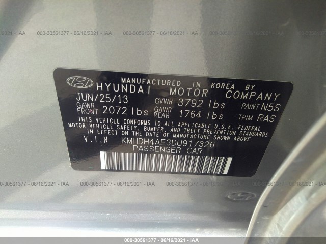 Photo 8 VIN: KMHDH4AE3DU917326 - HYUNDAI ELANTRA 