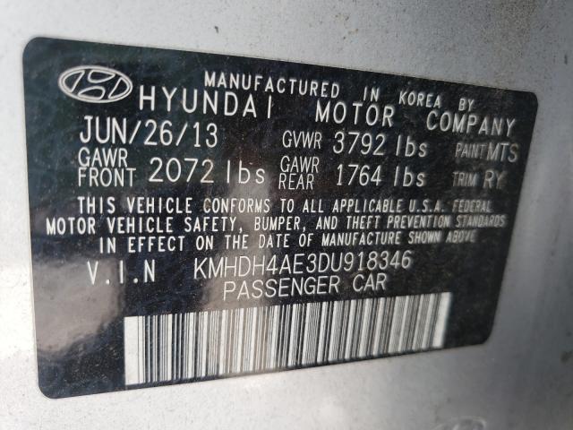 Photo 9 VIN: KMHDH4AE3DU918346 - HYUNDAI ELANTRA GL 