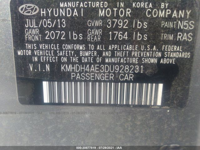 Photo 8 VIN: KMHDH4AE3DU928231 - HYUNDAI ELANTRA 