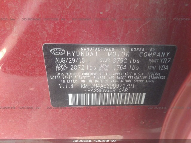 Photo 8 VIN: KMHDH4AE3DU971791 - HYUNDAI ELANTRA 