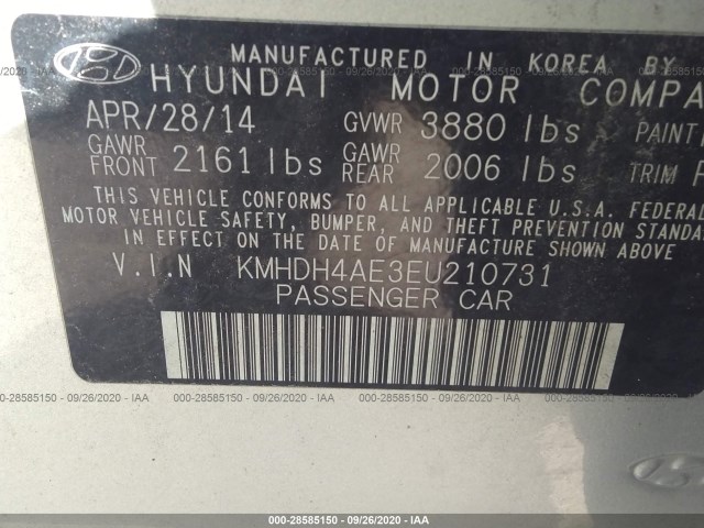 Photo 8 VIN: KMHDH4AE3EU210731 - HYUNDAI ELANTRA 