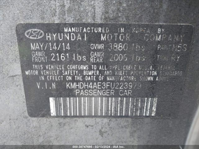 Photo 8 VIN: KMHDH4AE3FU223979 - HYUNDAI ELANTRA 