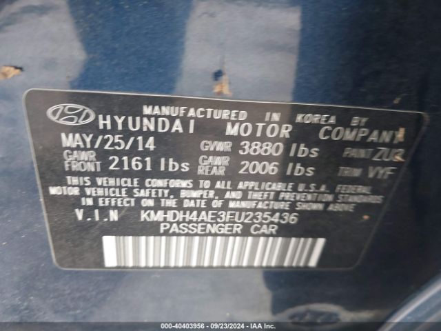 Photo 8 VIN: KMHDH4AE3FU235436 - HYUNDAI ELANTRA 