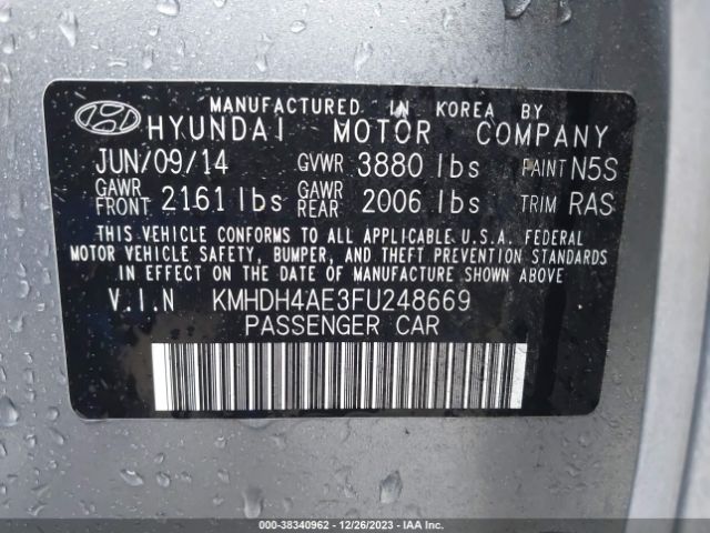 Photo 8 VIN: KMHDH4AE3FU248669 - HYUNDAI ELANTRA SE 