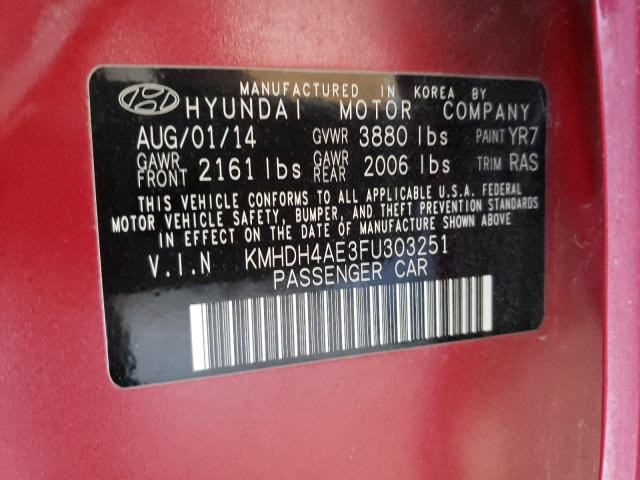 Photo 9 VIN: KMHDH4AE3FU303251 - HYUNDAI ELANTRA SE 