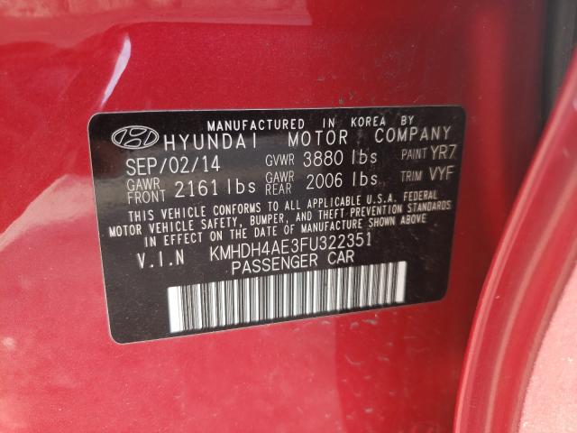 Photo 9 VIN: KMHDH4AE3FU322351 - HYUNDAI ELANTRA 