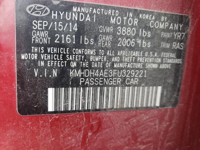 Photo 9 VIN: KMHDH4AE3FU329221 - HYUNDAI ELANTRA SE 