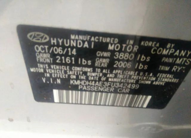 Photo 8 VIN: KMHDH4AE3FU342499 - HYUNDAI ELANTRA 