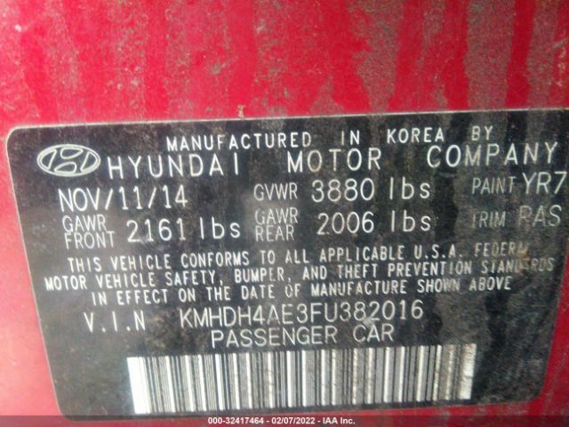 Photo 8 VIN: KMHDH4AE3FU382016 - HYUNDAI ELANTRA 