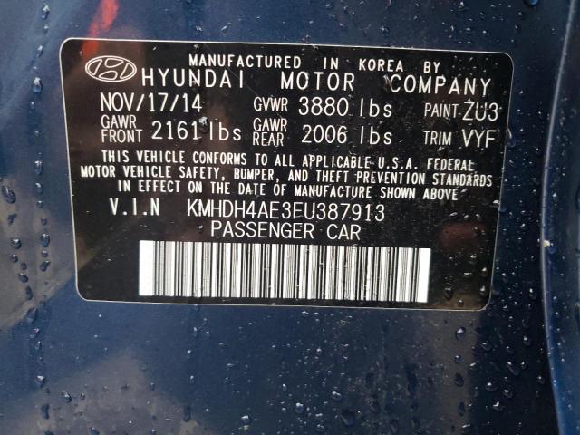 Photo 9 VIN: KMHDH4AE3FU387913 - HYUNDAI ELANTRA SE 